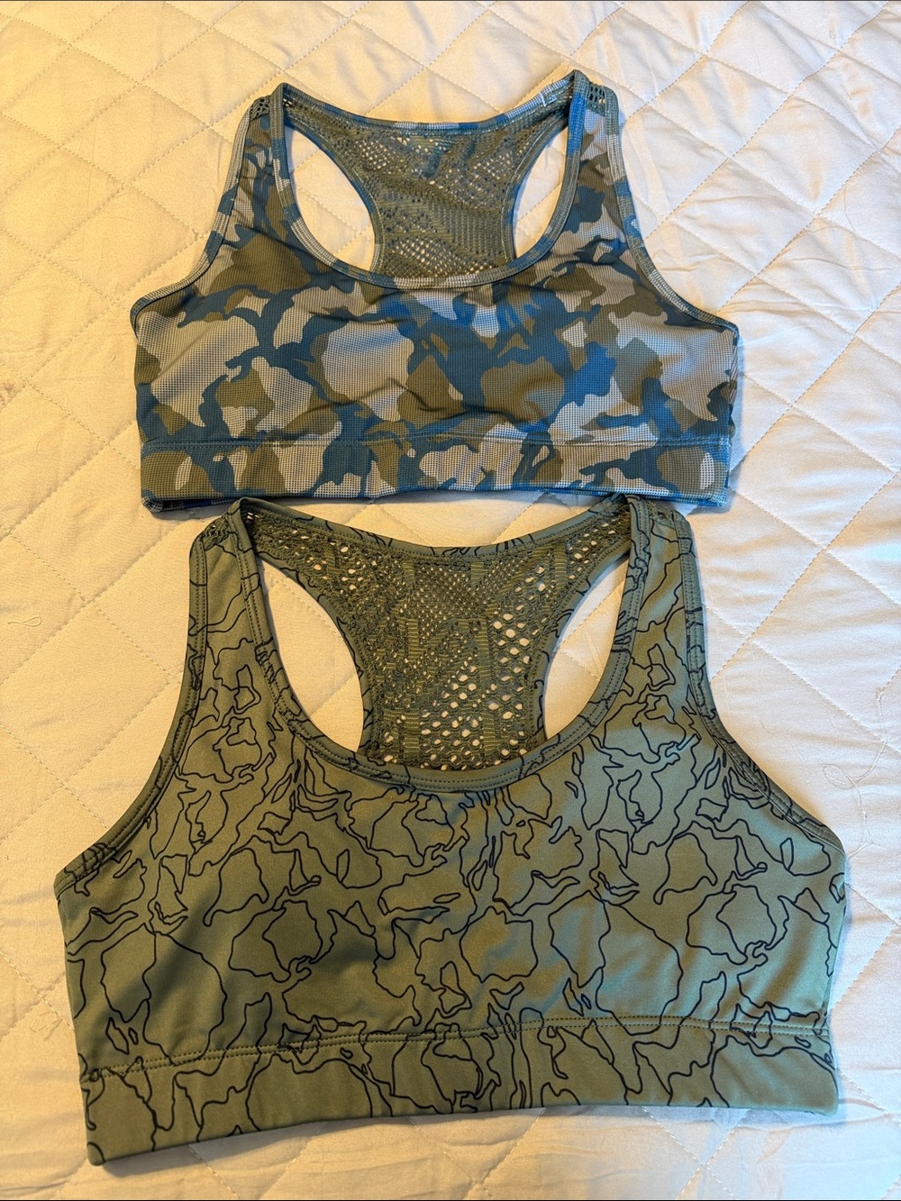 ZYIA Olive Green Patterned Racerback Sports Bras - Two-Pack
